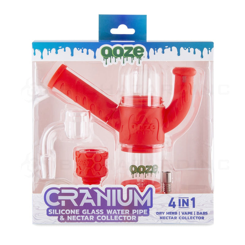 OOZE® | 4-in-1 CRANIUM Hybrid Silicone Nectar Collector & Water Pipe | Scarlet