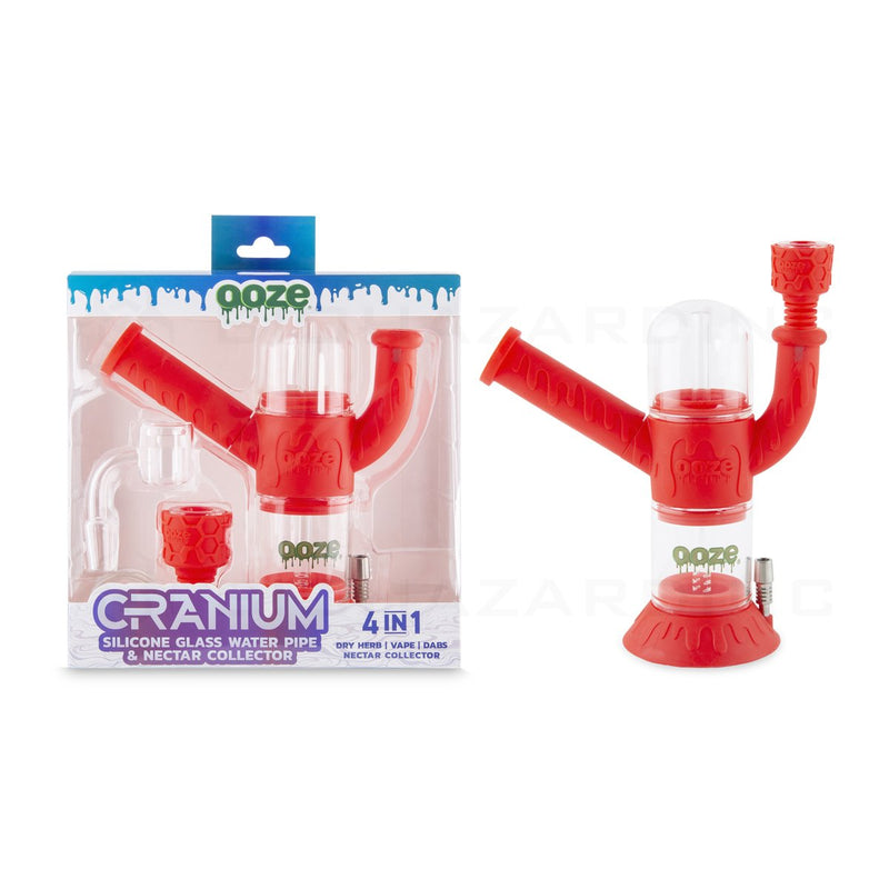 OOZE® | 4-in-1 CRANIUM Hybrid Silicone Nectar Collector & Water Pipe | Scarlet