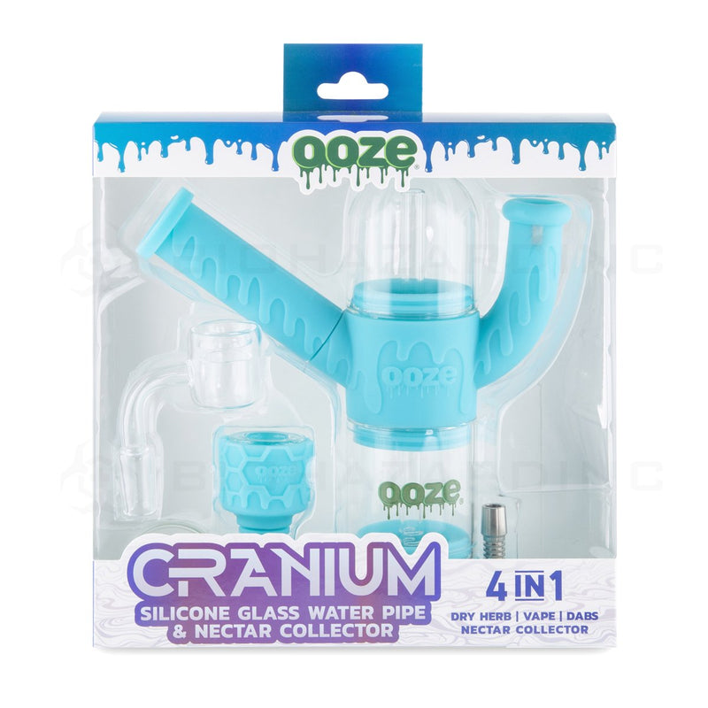 OOZE® | 4-in-1 CRANIUM Hybrid Silicone Nectar Collector & Water Pipe | Aqua Teal