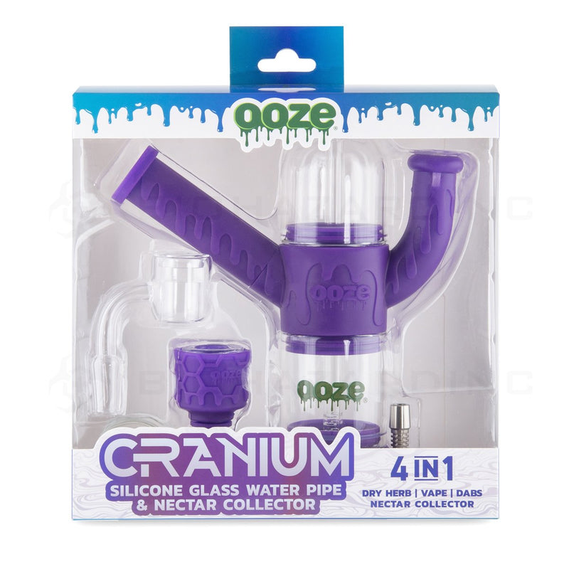 OOZE® | 4-in-1 CRANIUM Hybrid Silicone Nectar Collector & Water Pipe | Ultra Purple