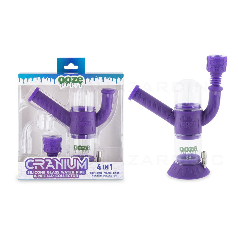 OOZE® | 4-in-1 CRANIUM Hybrid Silicone Nectar Collector & Water Pipe | Ultra Purple