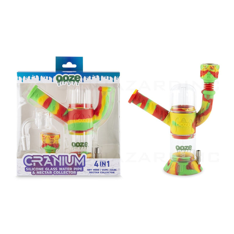 OOZE® | 4-in-1 CRANIUM Hybrid Silicone Nectar Collector & Water Pipe | Rasta