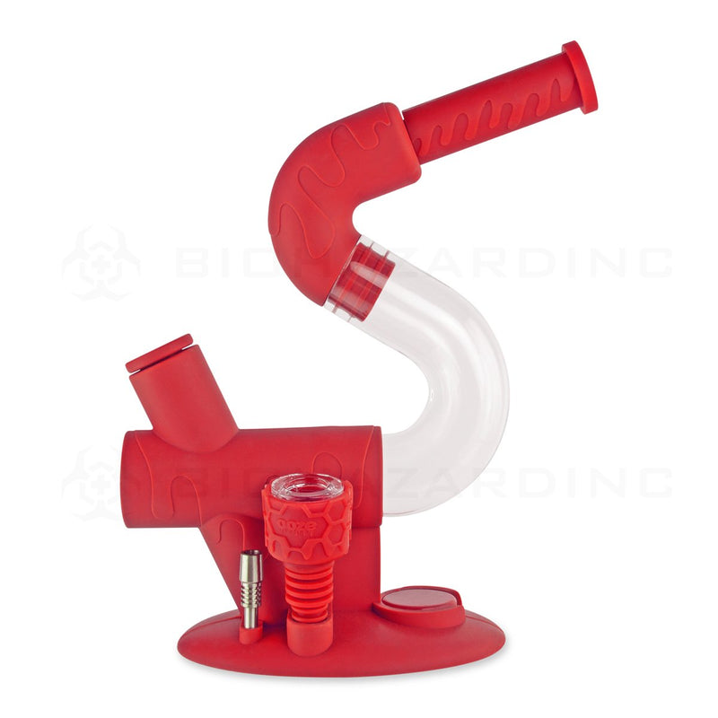 OOZE® | 4-in-1 SWERVE Hybrid Silicone Nectar Collector & Water Pipe | Scarlet