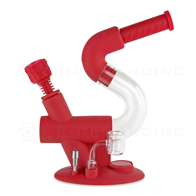 OOZE® | 4-in-1 SWERVE Hybrid Silicone Nectar Collector & Water Pipe | Scarlet