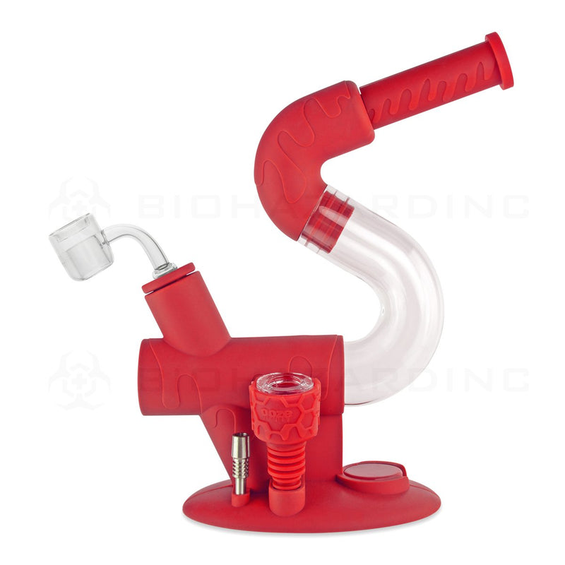 OOZE® | 4-in-1 SWERVE Hybrid Silicone Nectar Collector & Water Pipe | Scarlet