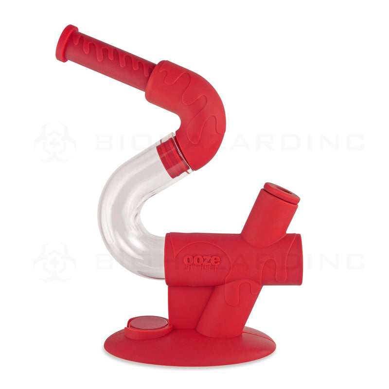 OOZE® | 4-in-1 SWERVE Hybrid Silicone Nectar Collector & Water Pipe | Scarlet