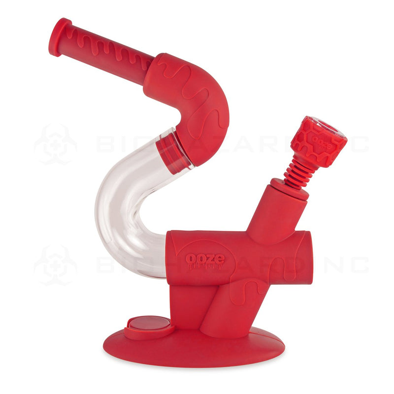 OOZE® | 4-in-1 SWERVE Hybrid Silicone Nectar Collector & Water Pipe | Scarlet