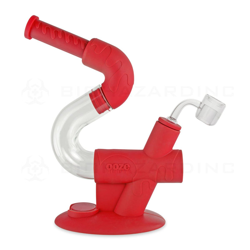 OOZE® | 4-in-1 SWERVE Hybrid Silicone Nectar Collector & Water Pipe | Scarlet