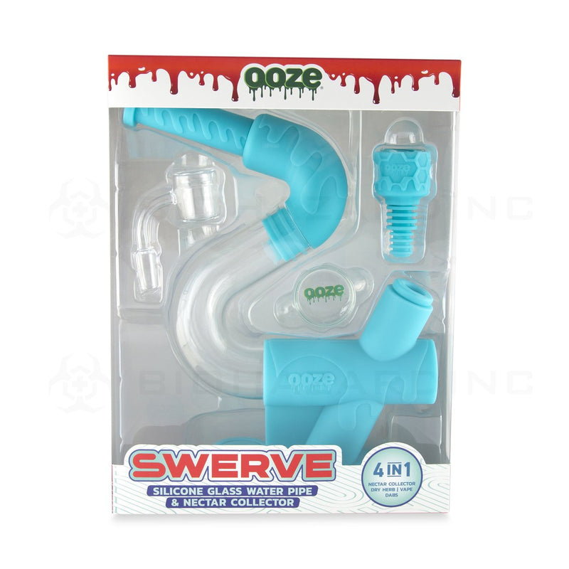 OOZE® | 4-in-1 SWERVE Hybrid Silicone Nectar Collector & Water Pipe | Aqua Teal