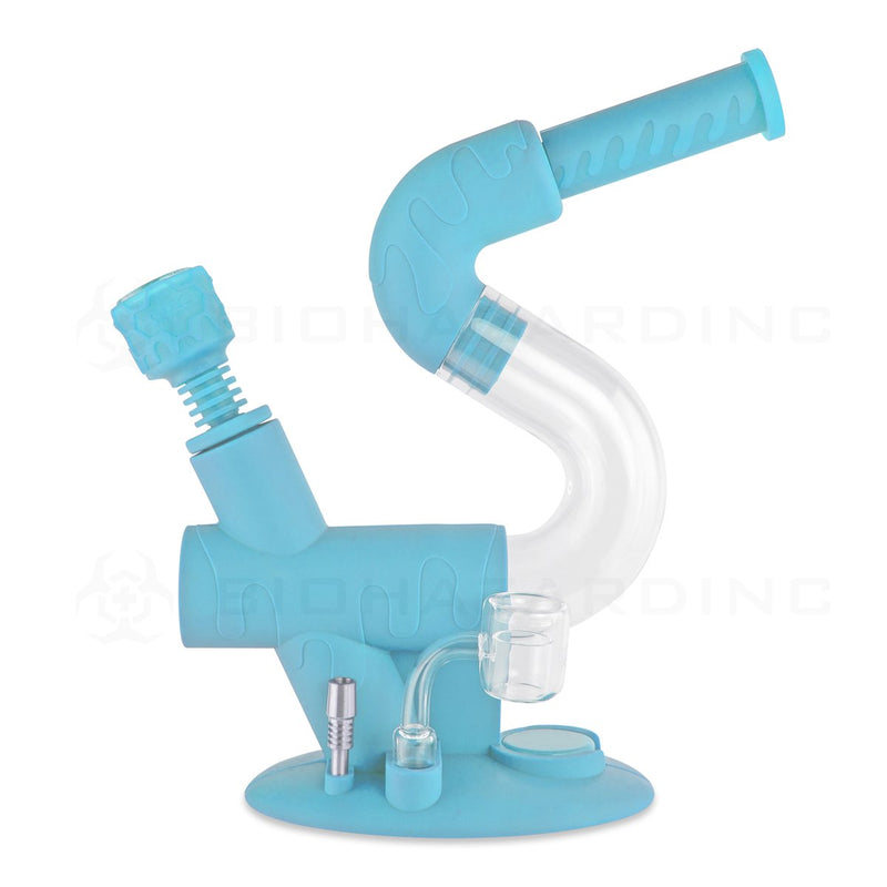 OOZE® | 4-in-1 SWERVE Hybrid Silicone Nectar Collector & Water Pipe | Aqua Teal