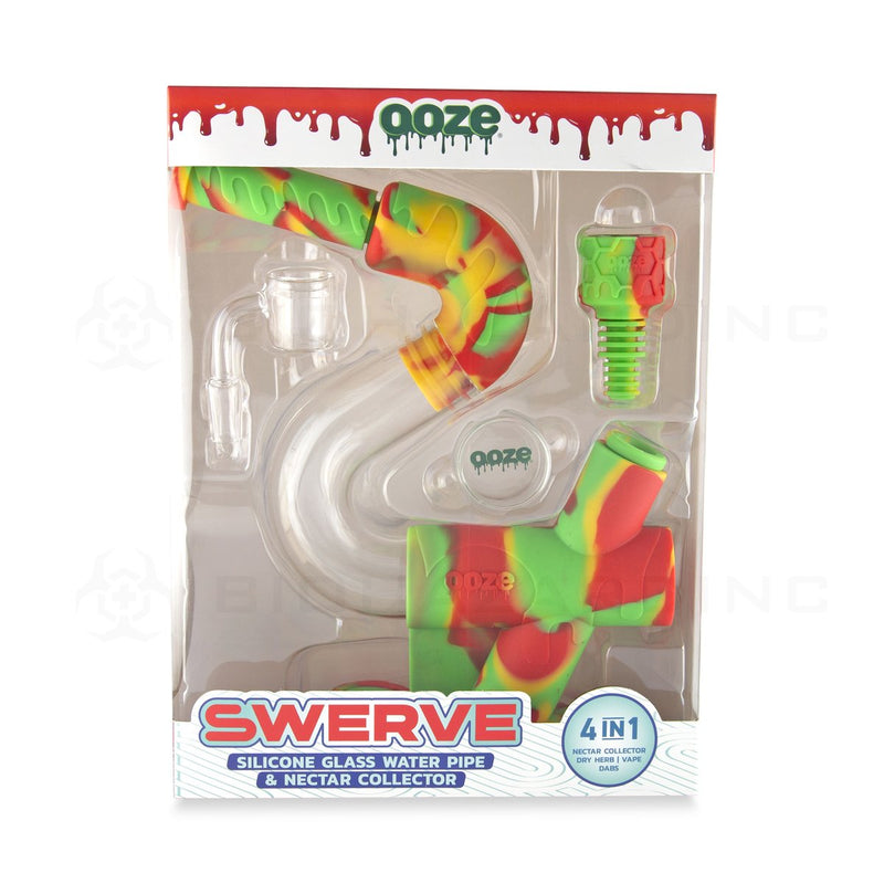 OOZE® | 4-in-1 SWERVE Hybrid Silicone Nectar Collector & Water Pipe | Rasta