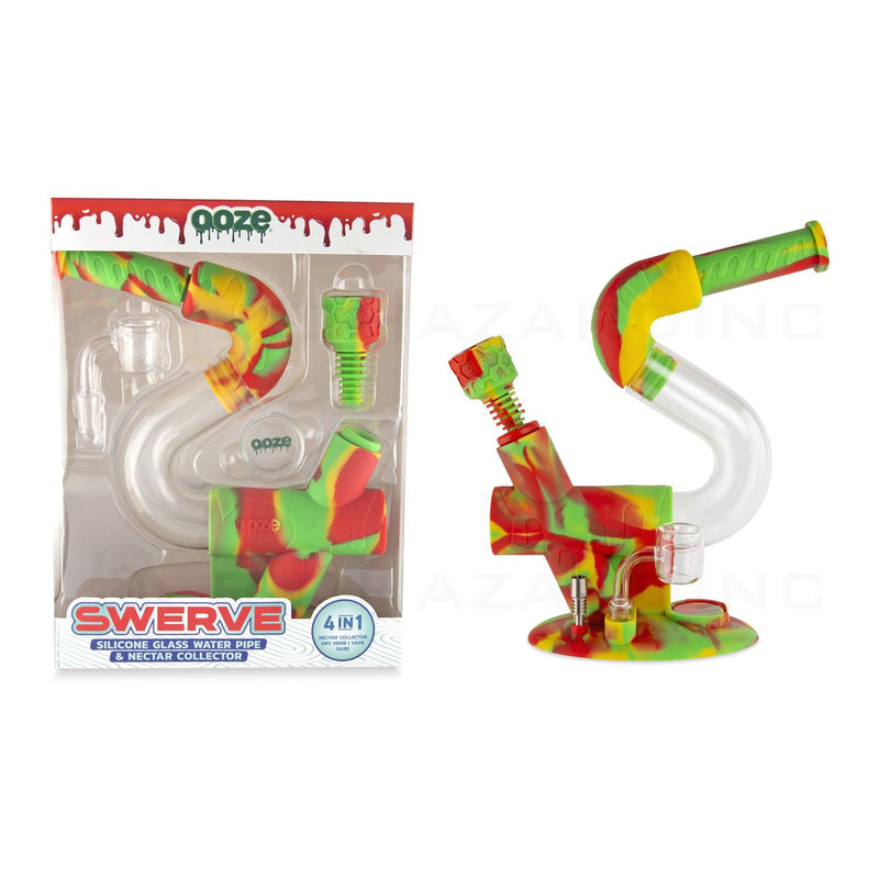 OOZE® | 4-in-1 SWERVE Hybrid Silicone Nectar Collector & Water Pipe | Rasta