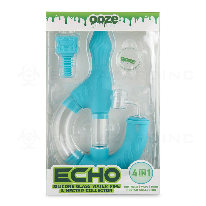 OOZE® | 4-in-1 ECHO Hybrid Silicone Nectar Collector & Water Pipe | Aqua Teal