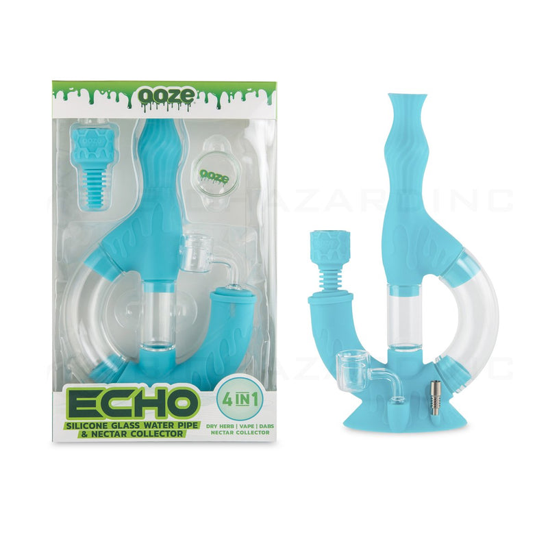 OOZE® | 4-in-1 ECHO Hybrid Silicone Nectar Collector & Water Pipe | Aqua Teal