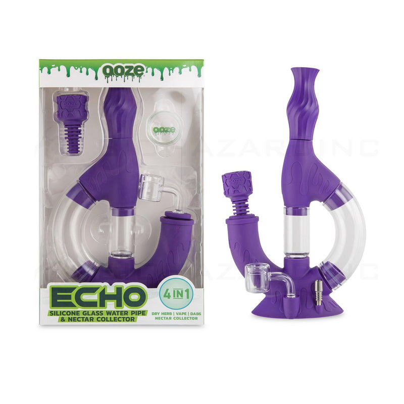 OOZE® | 4-in-1 ECHO Hybrid Silicone Nectar Collector & Water Pipe | Ultra Purple