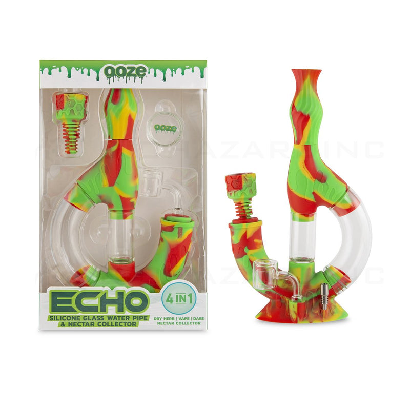 OOZE® | 4-in-1 ECHO Hybrid Silicone Nectar Collector & Water Pipe | Rasta