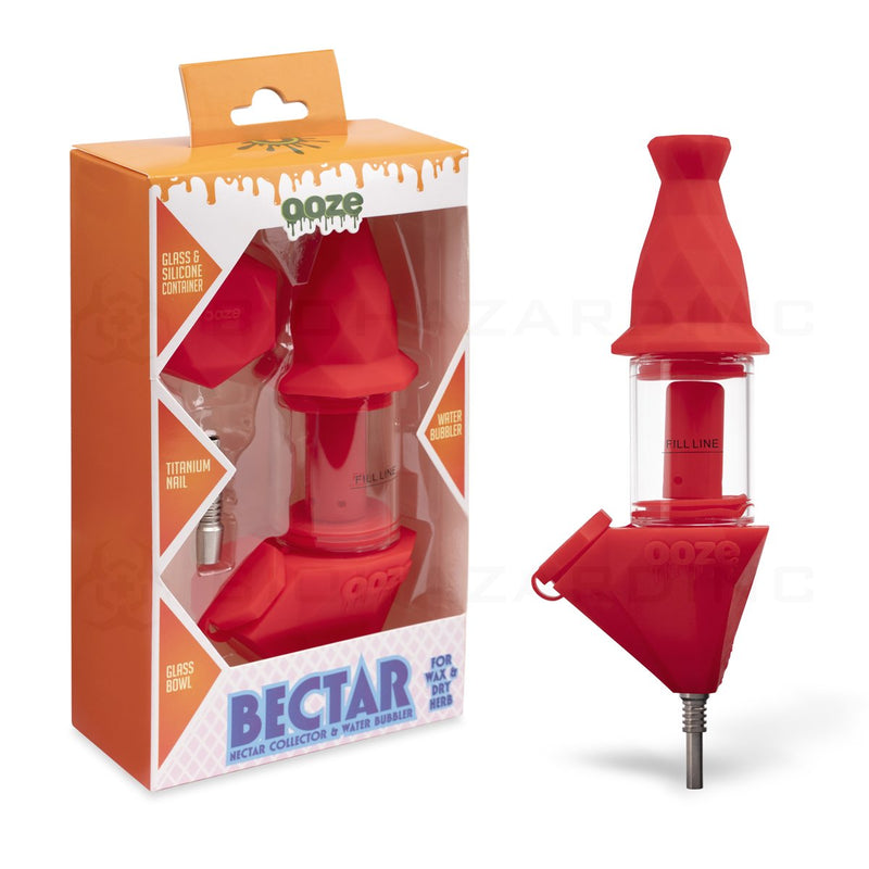 OOZE® | 4-in-1 BECTAR Silicone Nectar Collector & Water Bubbler | Scarlet