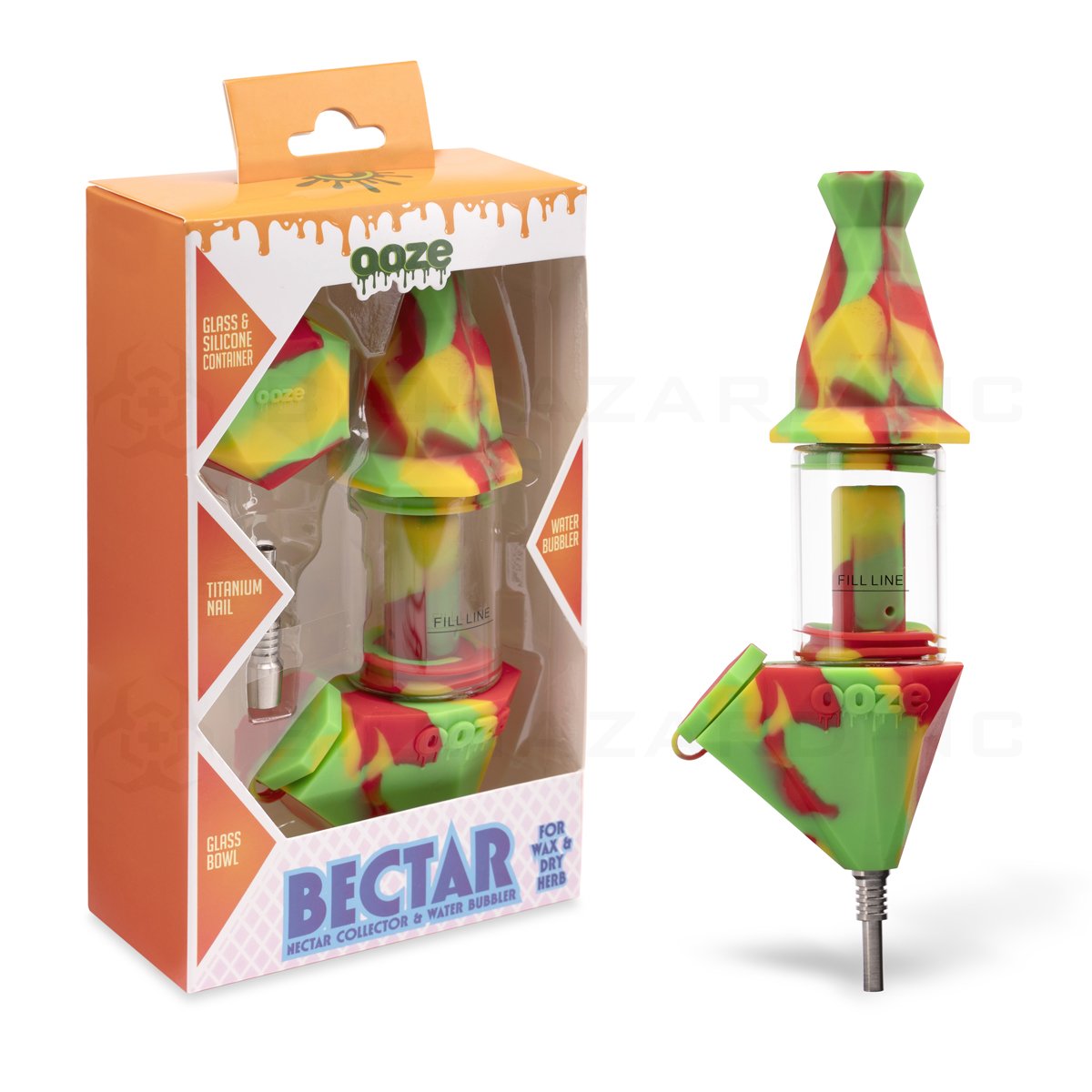 OOZE® | 4-in-1 BECTAR Silicone Nectar Collector & Water Bubbler | Rasta