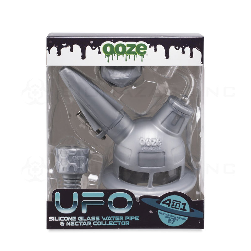 OOZE® | 4-in-1 UFO Hybrid Silicone Nectar Collector & Water Pipe | Stellar Silver