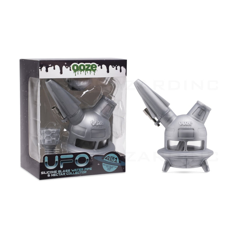 OOZE® | 4-in-1 UFO Hybrid Silicone Nectar Collector & Water Pipe | Stellar Silver