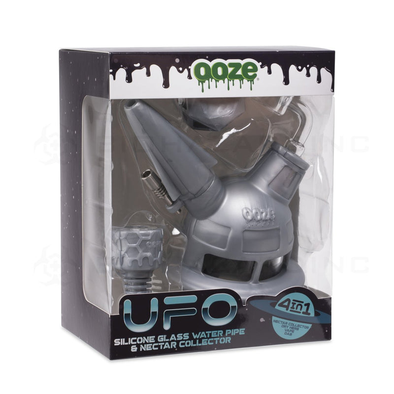 OOZE® | 4-in-1 UFO Hybrid Silicone Nectar Collector & Water Pipe | Stellar Silver