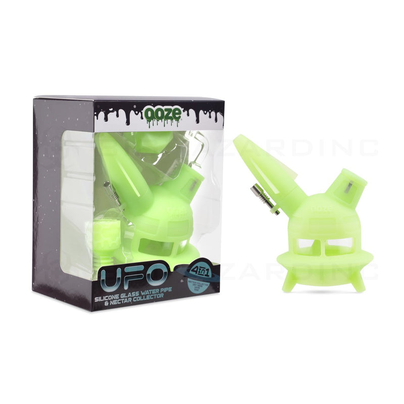 OOZE® | 4-in-1 UFO Hybrid Silicone Nectar Collector & Water Pipe | Glow Green