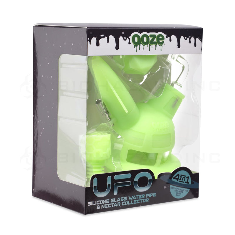 OOZE® | 4-in-1 UFO Hybrid Silicone Nectar Collector & Water Pipe | Glow Green