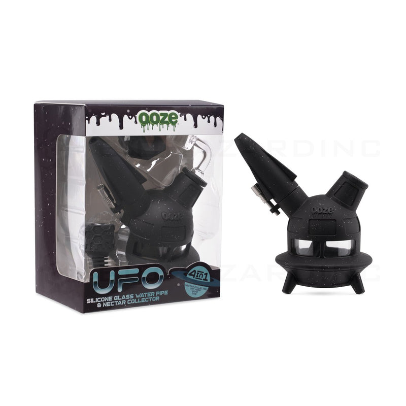 OOZE® | 4-in-1 UFO Hybrid Silicone Nectar Collector & Water Pipe | Shimmer Black