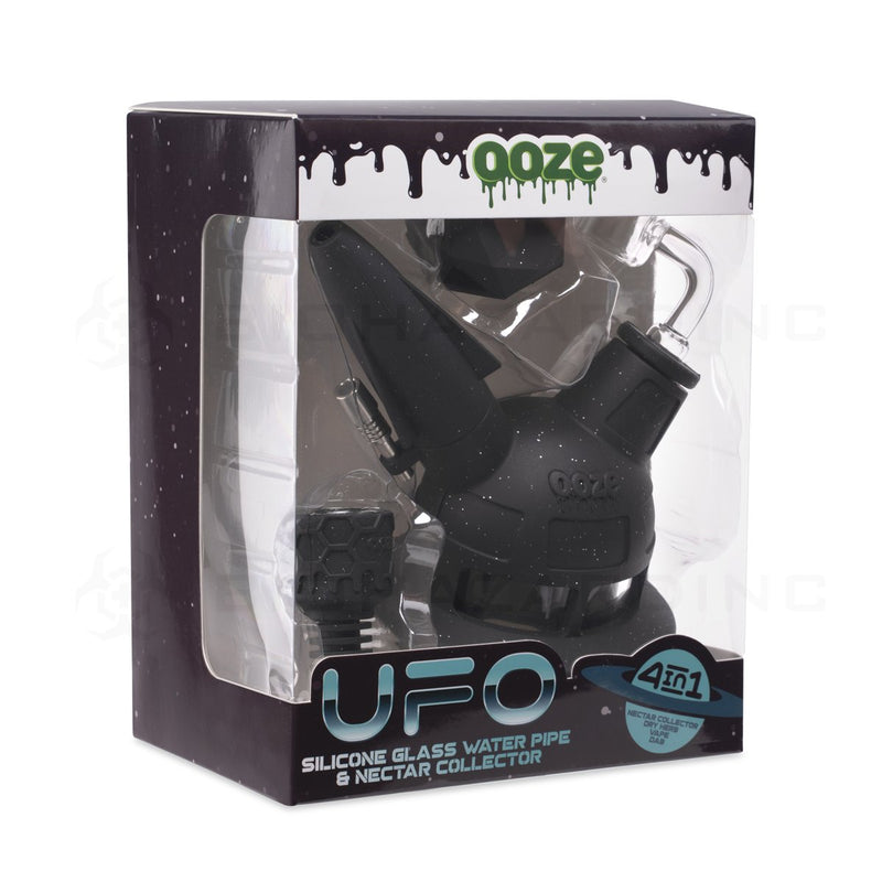 OOZE® | 4-in-1 UFO Hybrid Silicone Nectar Collector & Water Pipe | Shimmer Black