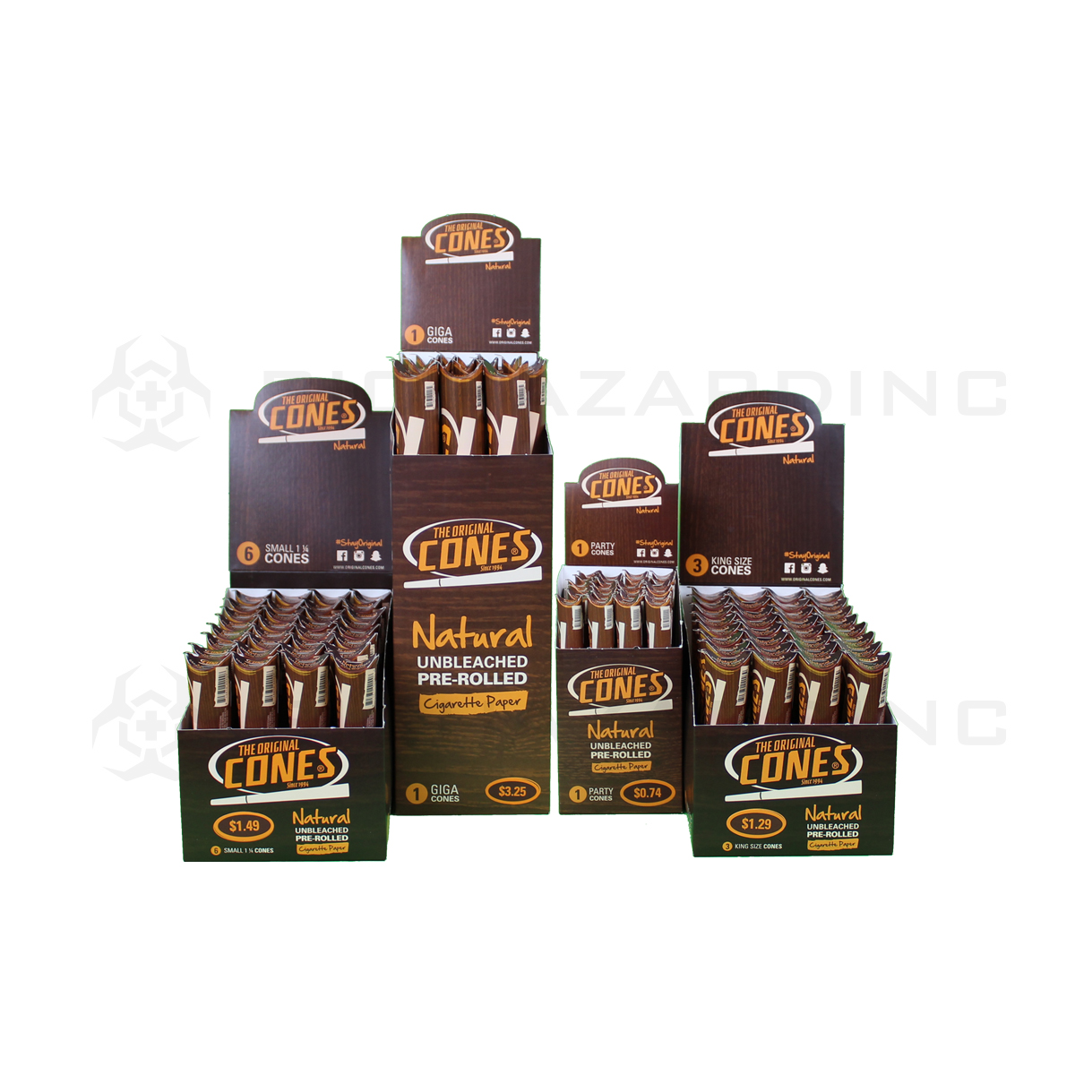 The Original Cones Natural - Giga Cone - 15 Count