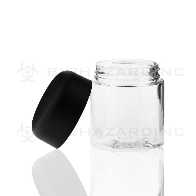 4 oz Clear Plastic Jars with Child Resistant Black Caps | 100 Count