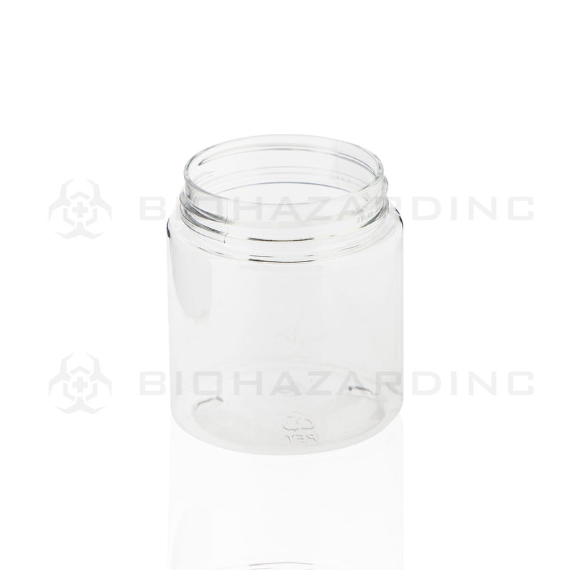 4 oz Clear Plastic Jars with Child Resistant White Cap | 100 Count