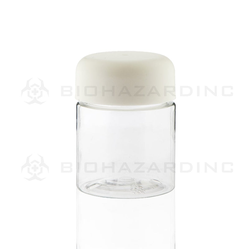 4 oz Clear Plastic Jars with Child Resistant White Cap | 100 Count