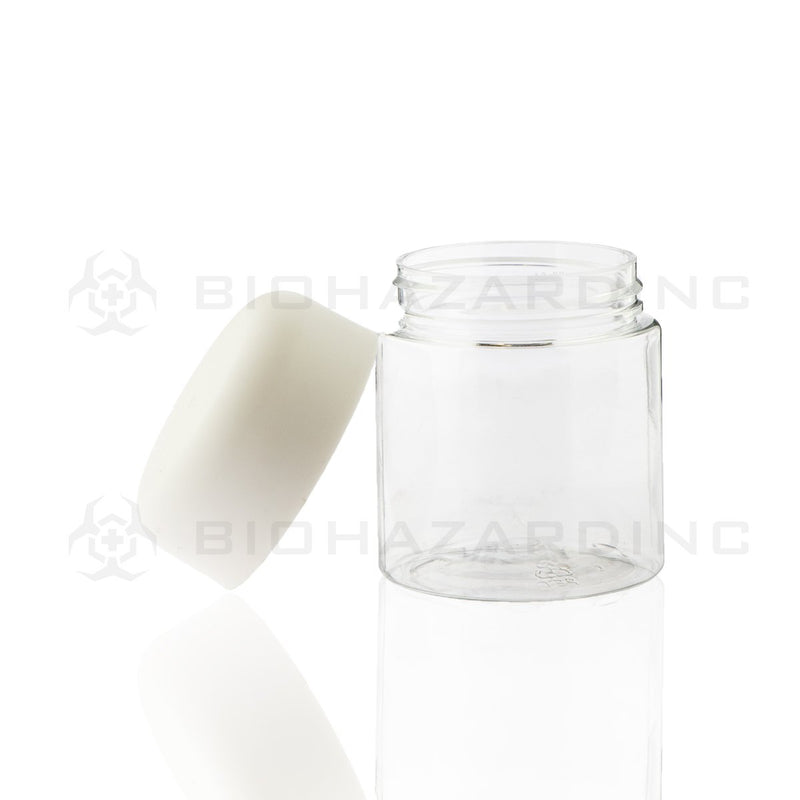 4 oz Clear Plastic Jars with Child Resistant White Cap | 100 Count