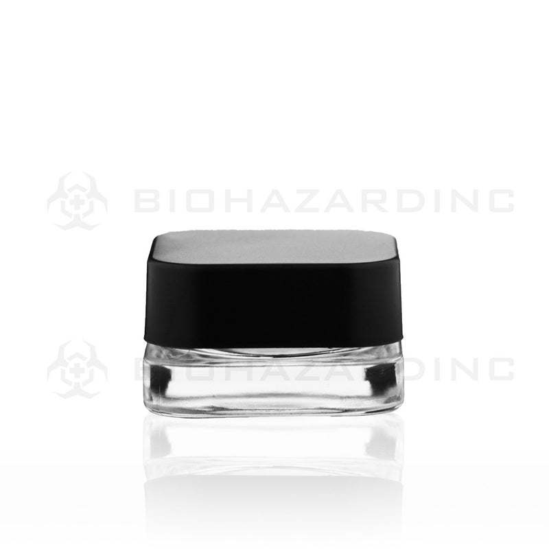 9mL Clear Square Glass Concentrate Jars | Black Child Resistant Caps Included | 250 Count