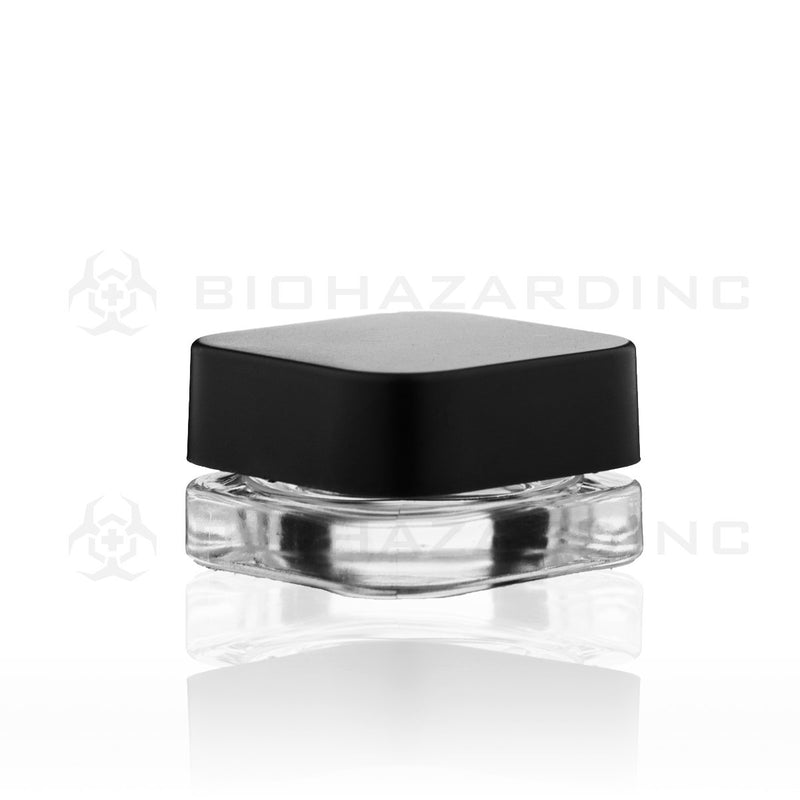 9mL Clear Square Glass Concentrate Jars | Black Child Resistant Caps Included | 250 Count