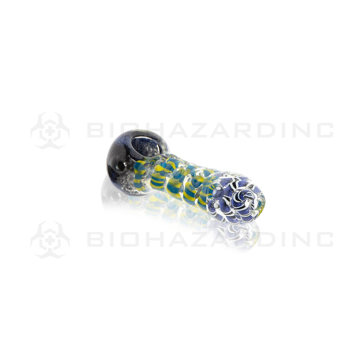 4" Heavy Hand Pipe | Frit Head Latticinio Body Marble | 5 pack