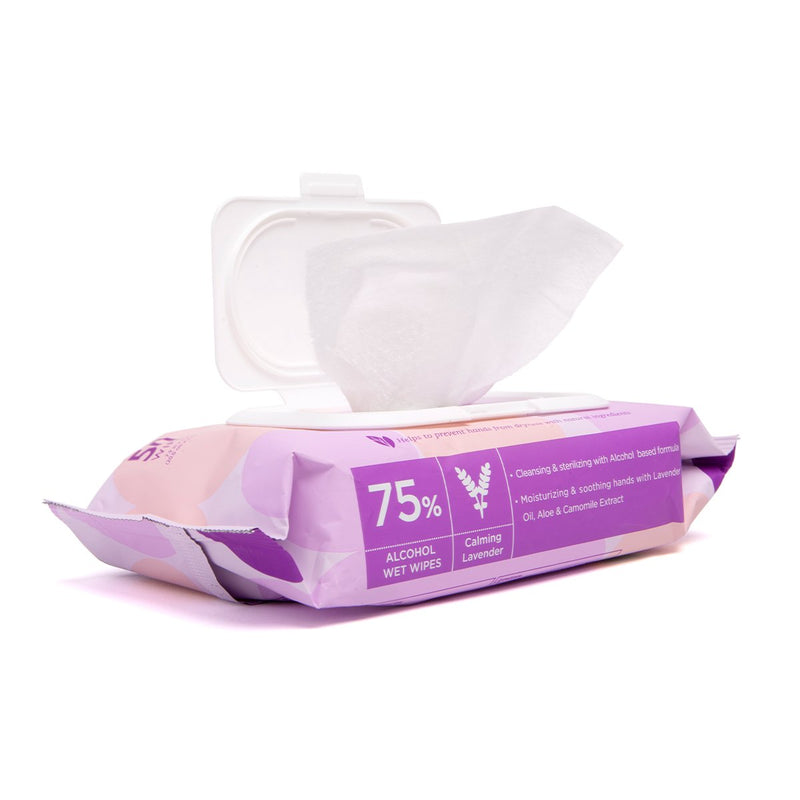 Tru & Gen | 75% Alcohol Wet Wipes | 50 Wipes - Calming Lavender