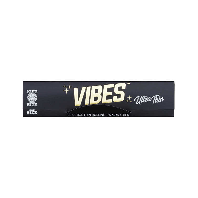 VIBES™ | Fine Rolling Papers King Size Ultra Thin + Tips | 50 CT