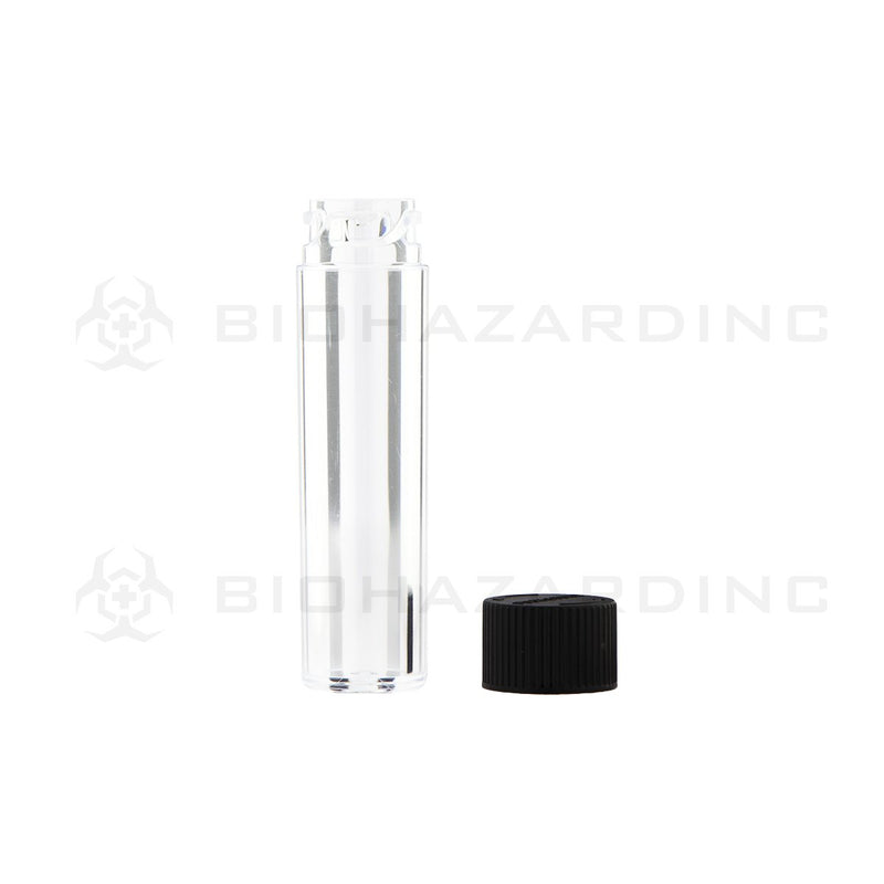 Clear Vape Cartridge Tube w/ Black Cap | 72mm - 1,000 Count | Child-Resistant