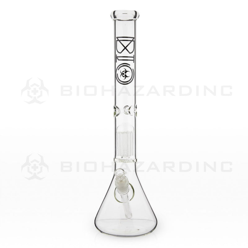 BIO Glass Single Chamber Beaker | 18" 50mm x 5mm 10 Arm Tree Perc Water Pipe | Black