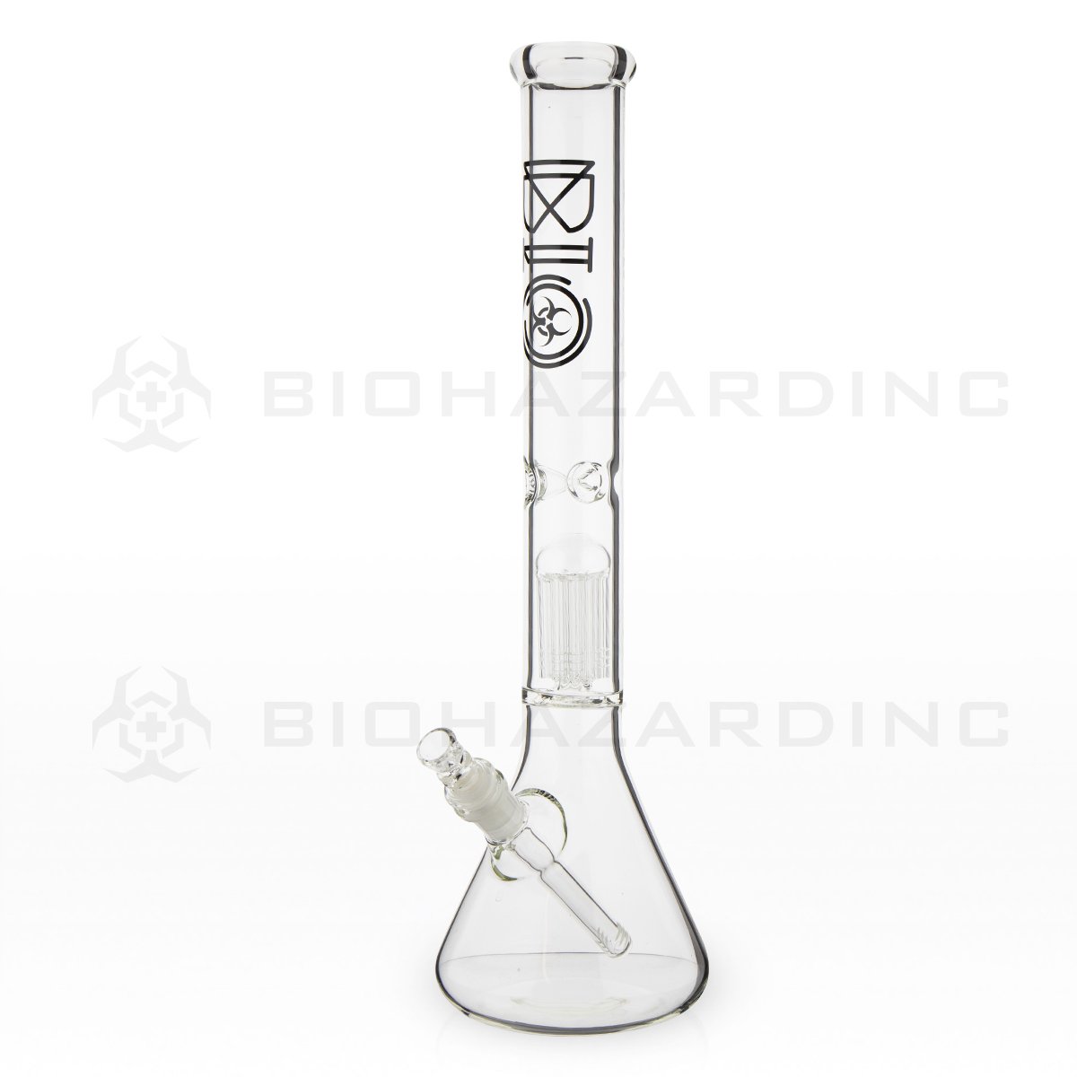 BIO Glass Single Chamber Beaker | 18" 50mm x 5mm 10 Arm Tree Perc Water Pipe | Black