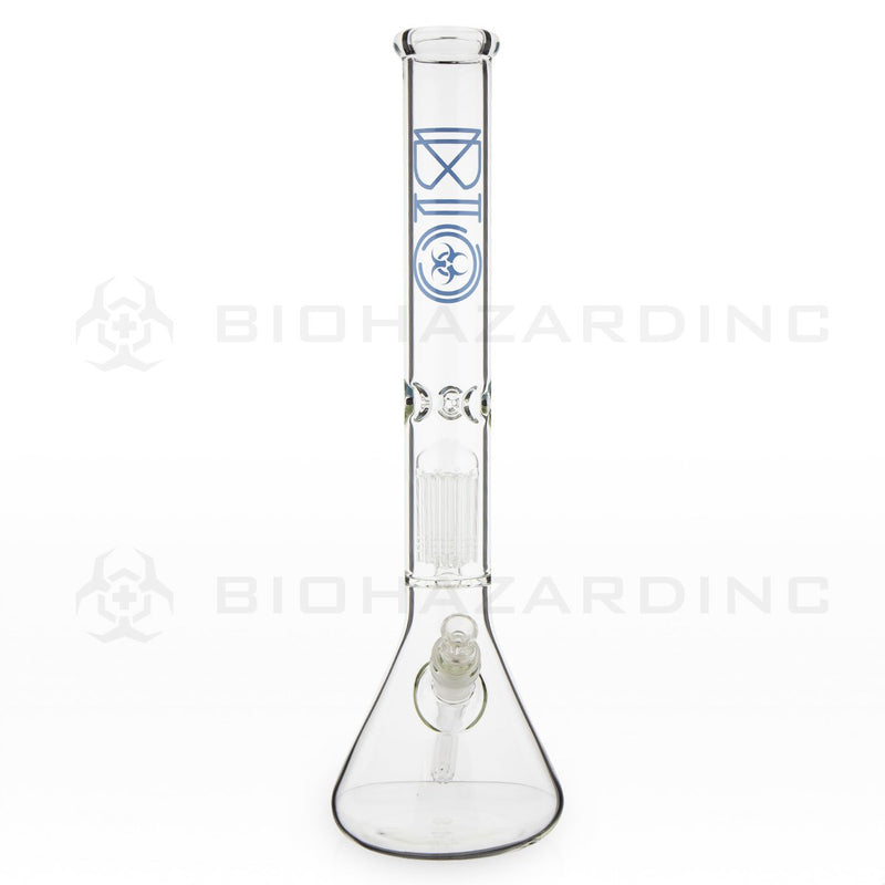 BIO Glass Single Chamber Beaker | 18" 50mm x 5mm 10 Arm Tree Perc Water Pipe | Blue