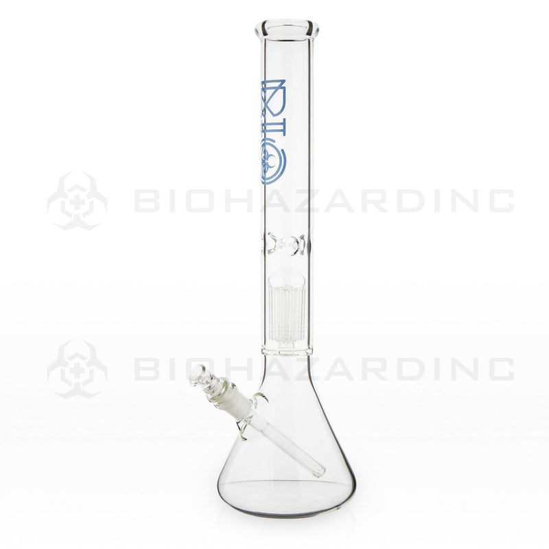 BIO Glass Single Chamber Beaker | 18" 50mm x 5mm 10 Arm Tree Perc Water Pipe | Blue