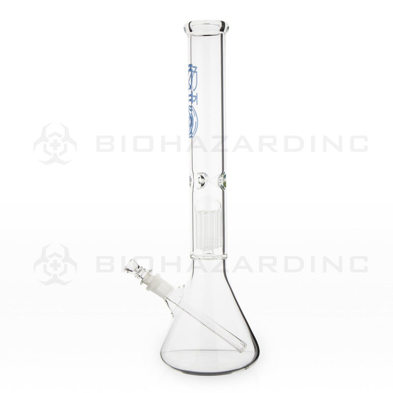 BIO Glass Single Chamber Beaker | 18" 50mm x 5mm 10 Arm Tree Perc Water Pipe | Blue