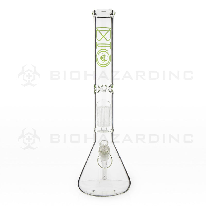 BIO Glass Single Chamber Beaker | 18" 50mm x 5mm 10 Arm Tree Perc Water Pipe | Green