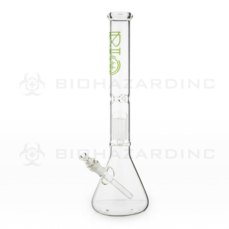 BIO Glass Single Chamber Beaker | 18" 50mm x 5mm 10 Arm Tree Perc Water Pipe | Green