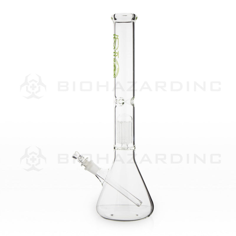 BIO Glass Single Chamber Beaker | 18" 50mm x 5mm 10 Arm Tree Perc Water Pipe | Green