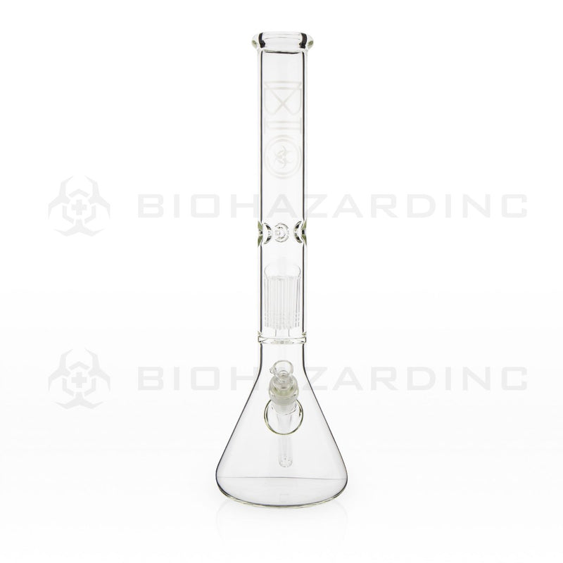 BIO Glass Single Chamber Beaker | 18" 50mm x 5mm 10 Arm Tree Perc Water Pipe | Silver