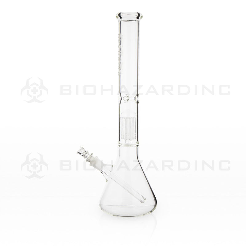 BIO Glass Single Chamber Beaker | 18" 50mm x 5mm 10 Arm Tree Perc Water Pipe | Silver